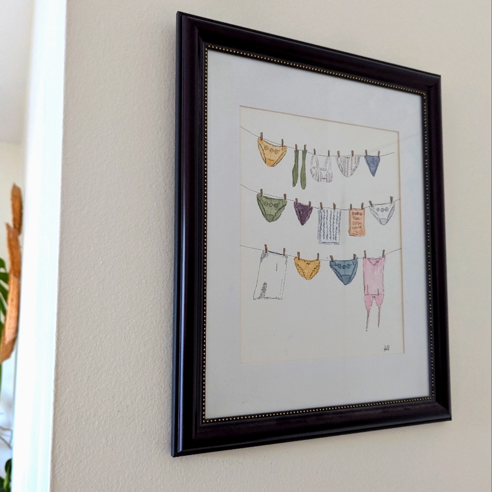 Framed Laundry Line Art Print